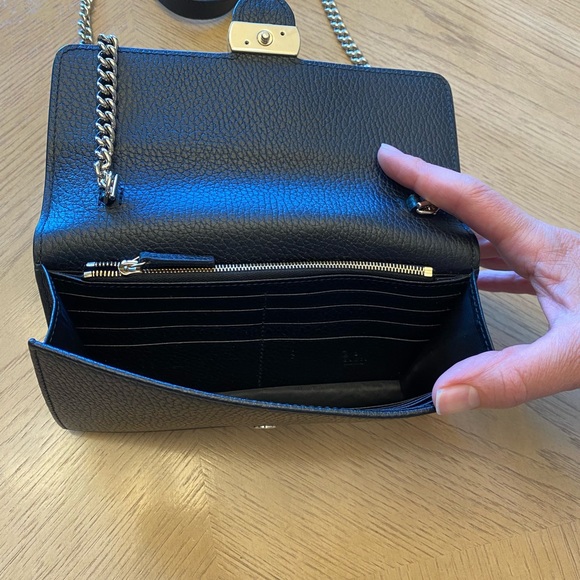 Gucci black dollar calfskin interlocking G continental chain wallet new - Picture 5 of 10